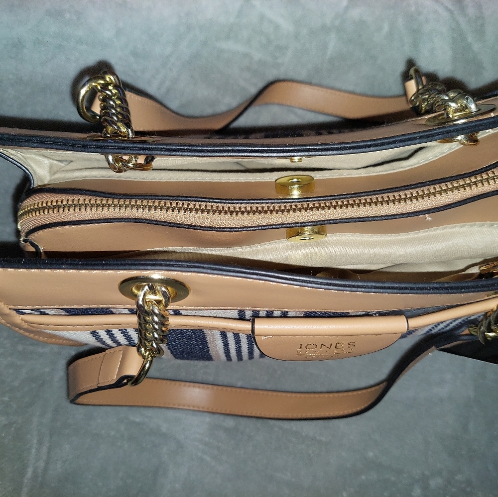 NWT Jones New York Faux Leather Canvas Purse - Picture 4 of 9